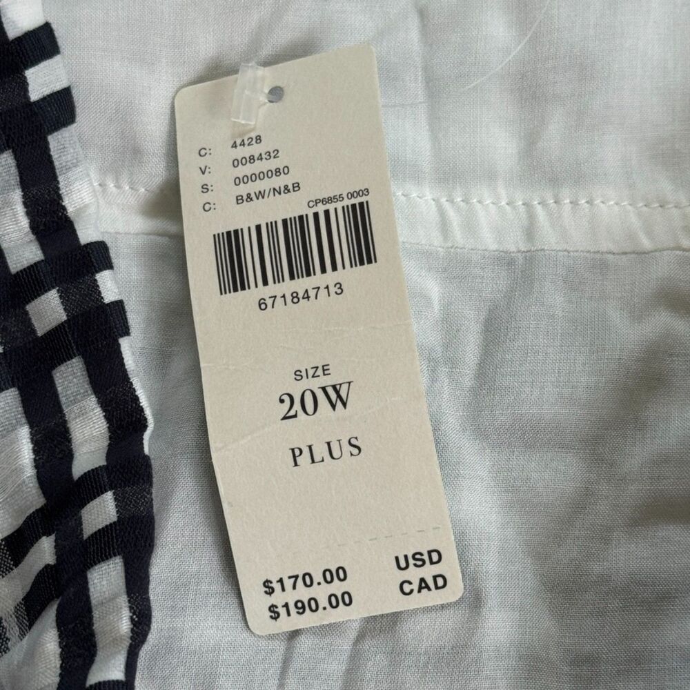 Maeve by Anthropologie Plus Size Black White Plaid Flounce Mini Shirt Dress NEW - Picture 6 of 12